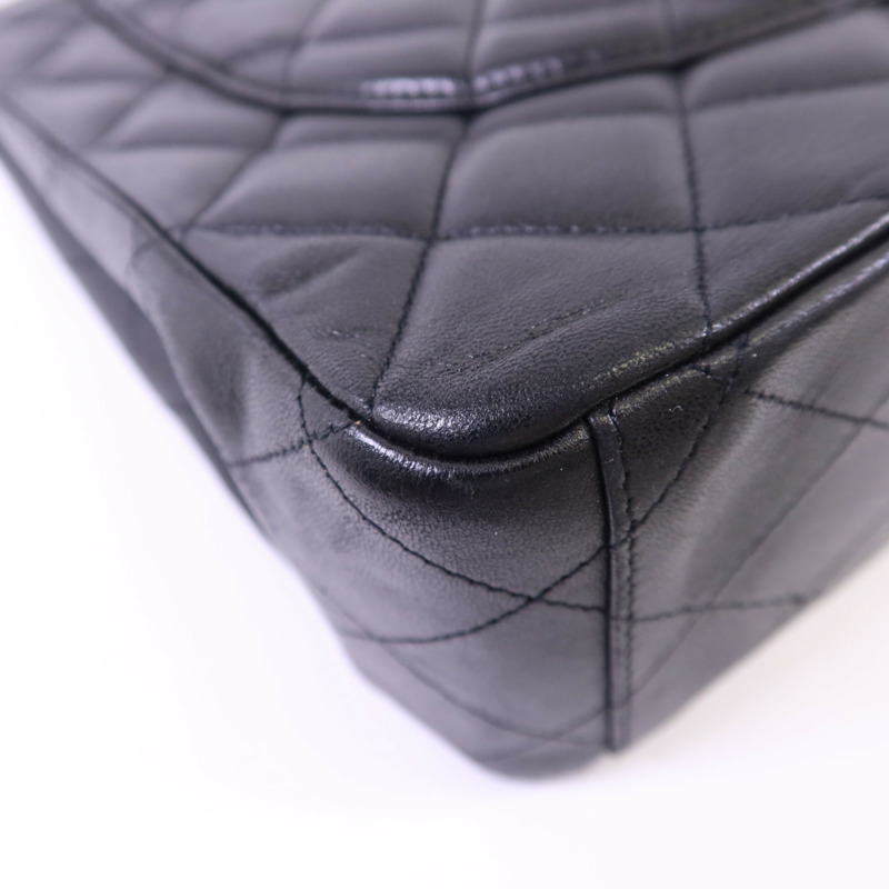 CHANEL 羊皮皮革Maxi Classic銀扣鏈帶肩背袋-14