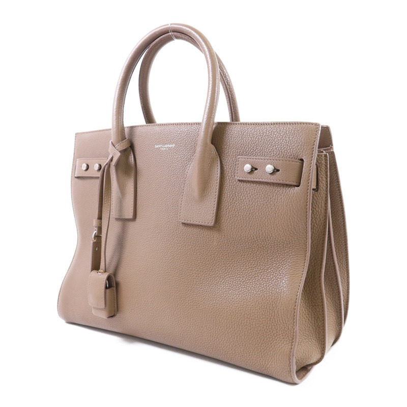 SAINT LAURENT 牛皮皮革Sac De Jour銀扣手挽肩背兩用袋-2