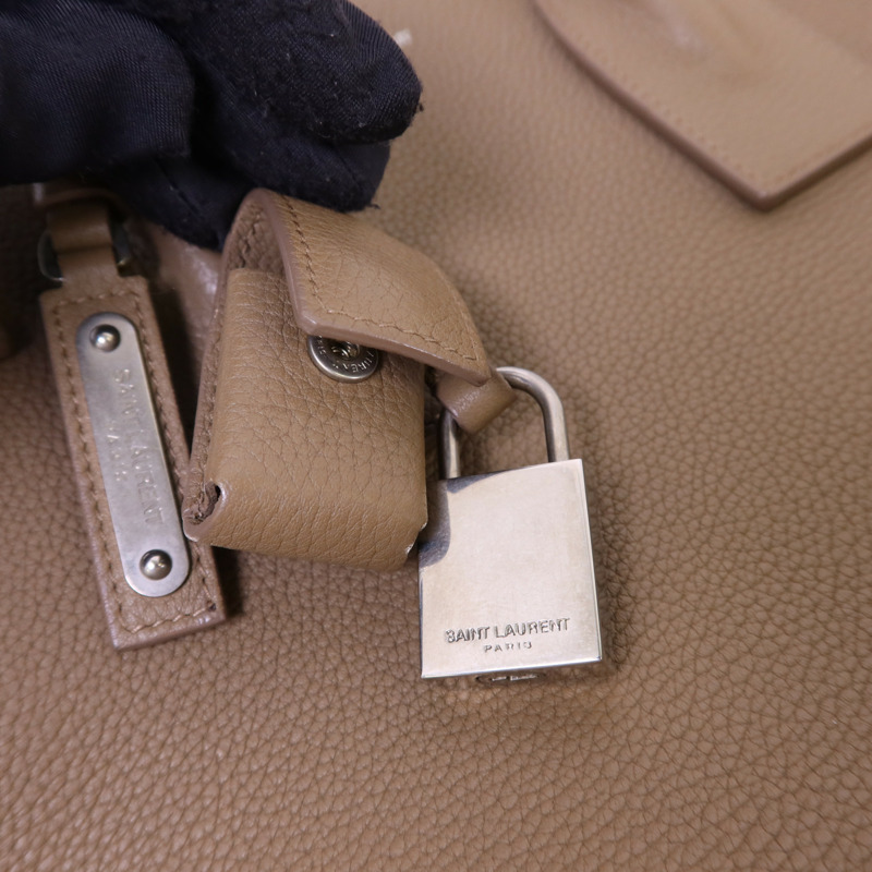 SAINT LAURENT 牛皮皮革Sac De Jour銀扣手挽肩背兩用袋-9