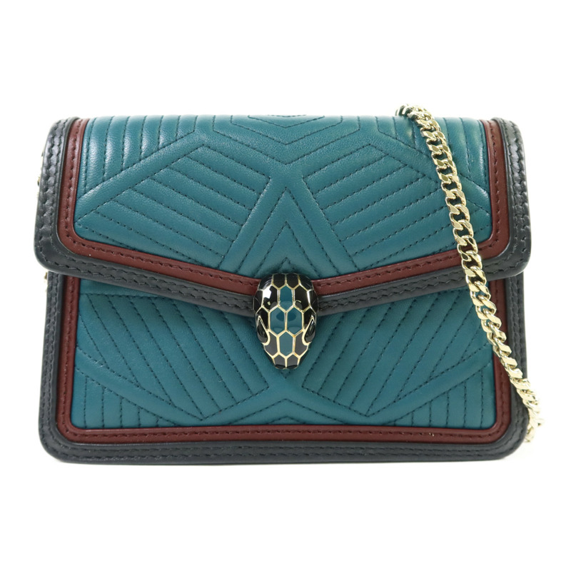 BVLGARI 牛皮皮革Serpenti Forever金扣鏈帶肩背袋-0