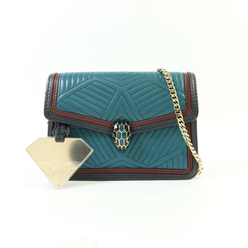 BVLGARI 牛皮皮革Serpenti Forever金扣鏈帶肩背袋-9