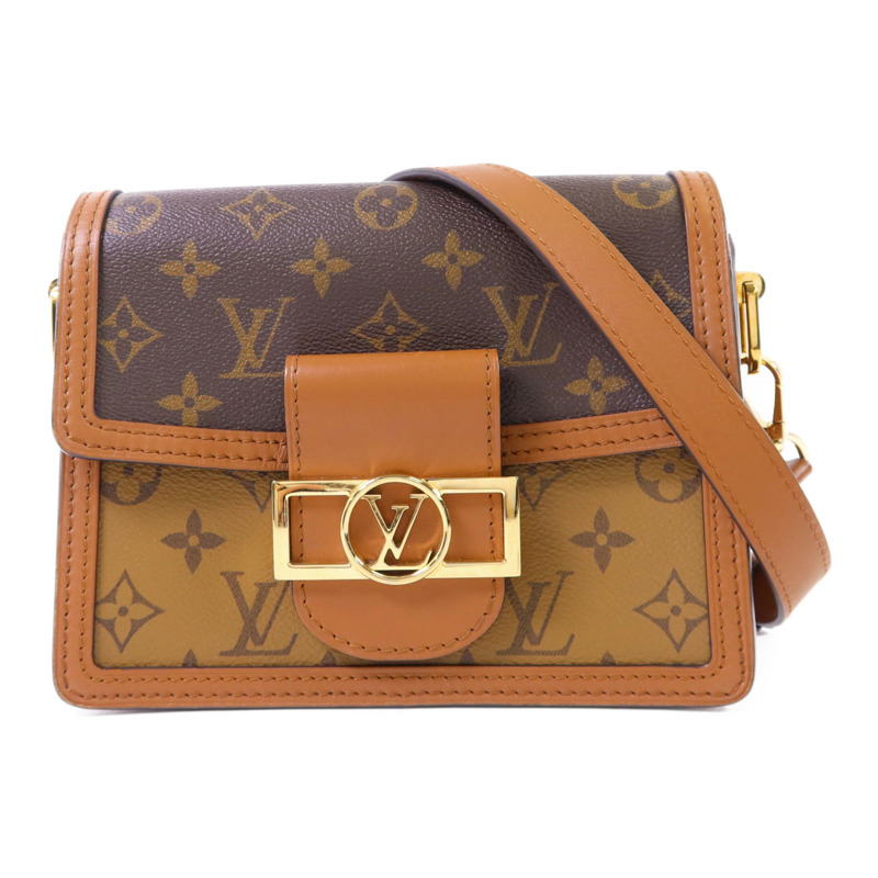 LOUIS VUITTON Monogram Reverse Mini Dauphine金扣肩背袋-0