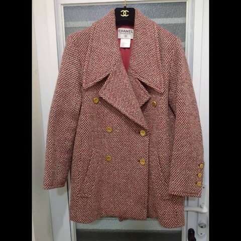 Chanel 紅白毛呢格外套