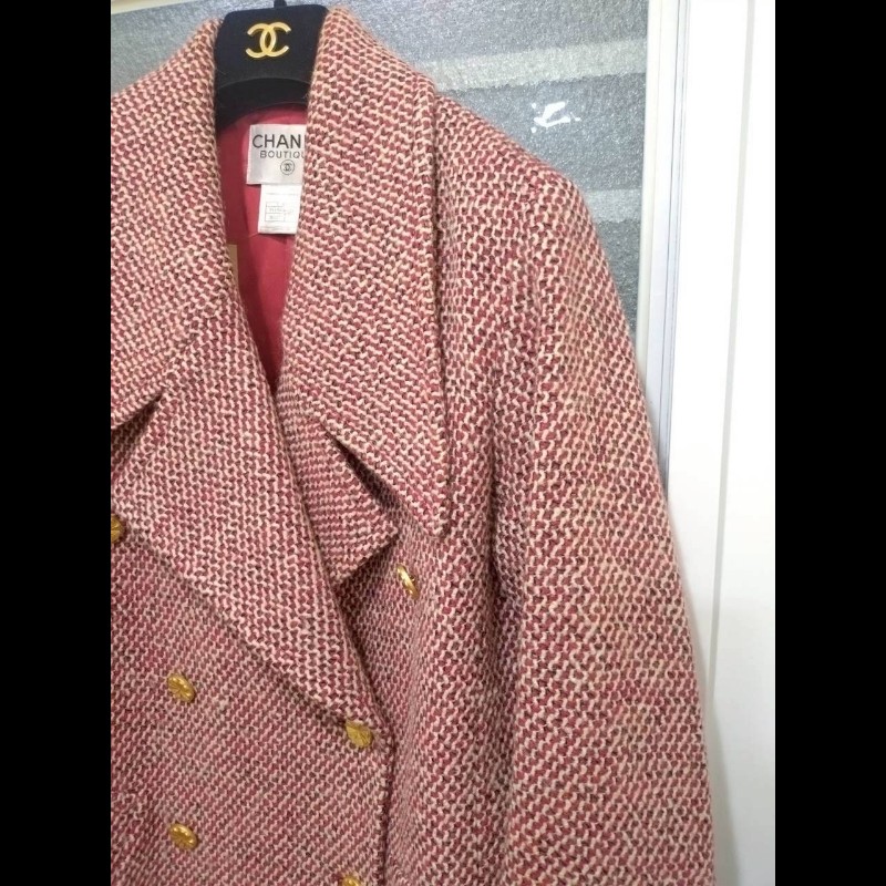 Chanel 紅白毛呢格外套-2
