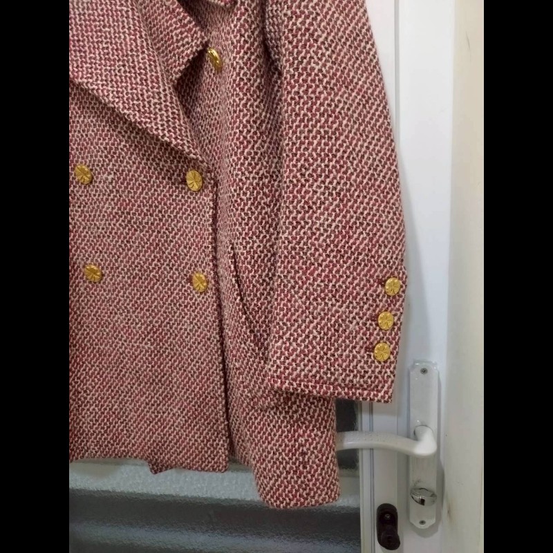 Chanel 紅白毛呢格外套-8