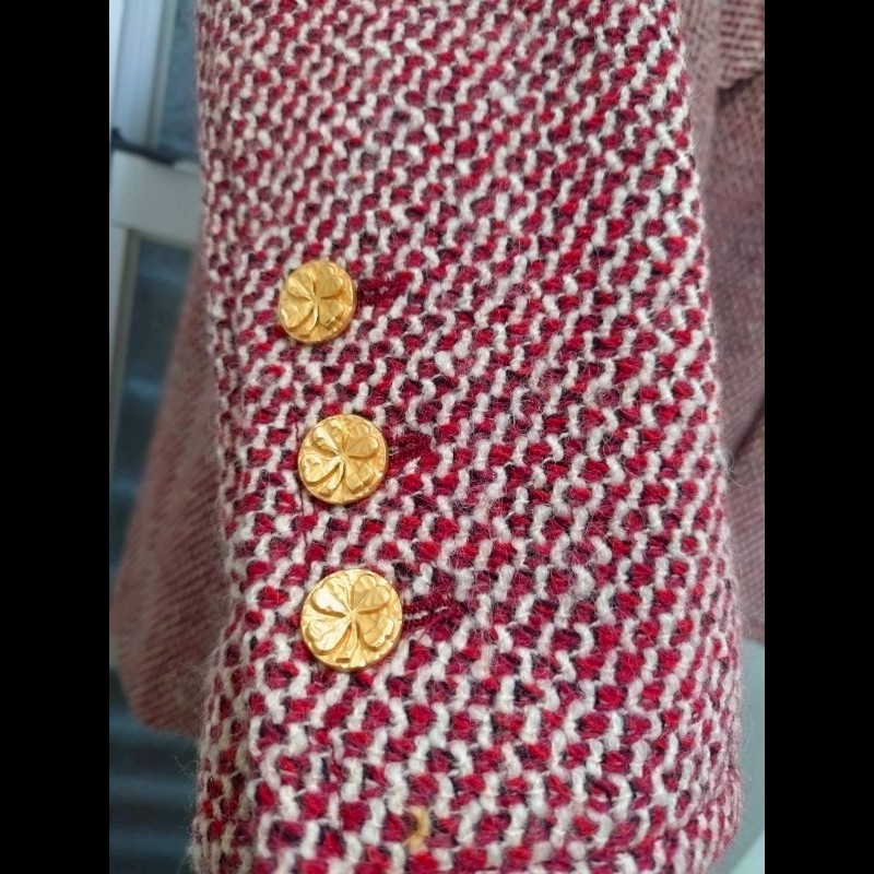 Chanel 紅白毛呢格外套-12