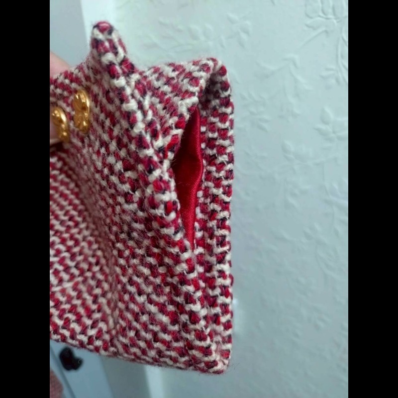 Chanel 紅白毛呢格外套-14