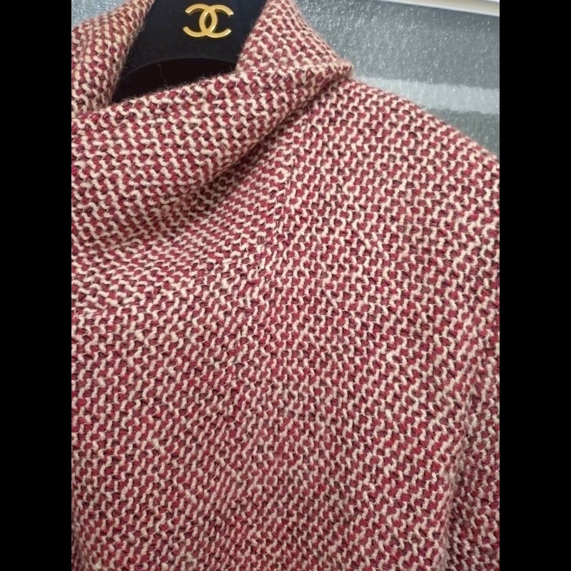 Chanel 紅白毛呢格外套-15