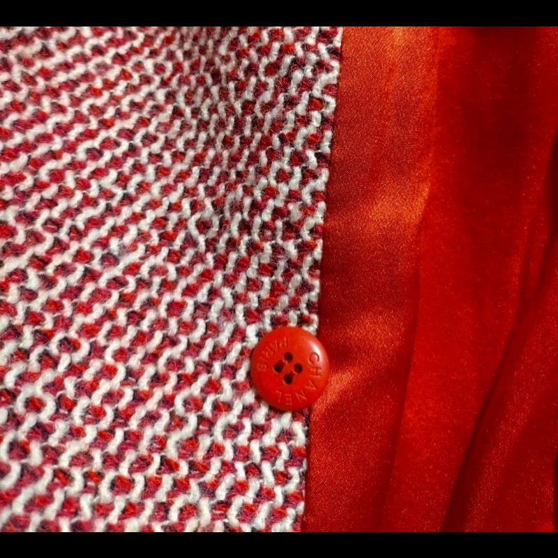 Chanel 紅白毛呢格外套-22