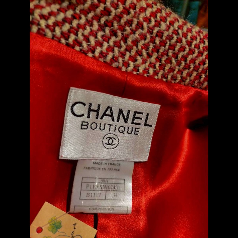 Chanel 紅白毛呢格外套-24