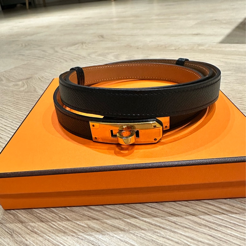 🖤法式優雅的黑帥金凱莉🖤愛馬仕Hermès的Kelly 18 皮帶-0