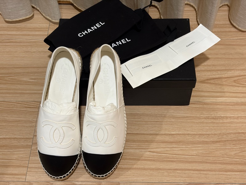 Chanel白色小羊皮草編鞋 精品 香奈兒 平底鞋 休閒鞋-3
