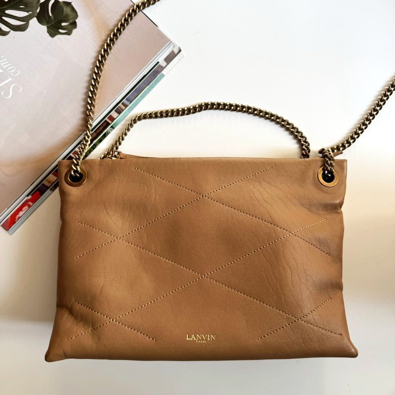 🎉耐看款✨百搭款 Lanvin 奶茶色肩背包-0