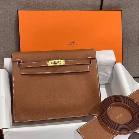 Hermes kelly danse金棕金扣ev皮全新閒置配件塵袋盒子