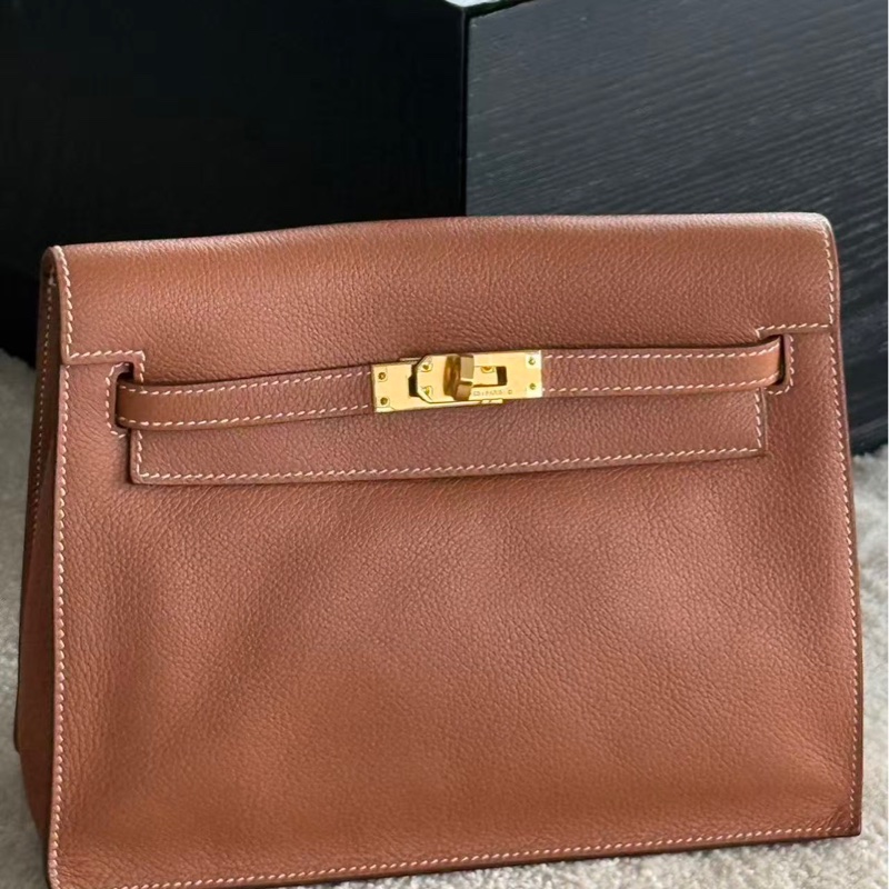 Hermes kelly danse金棕金扣ev皮全新閒置配件塵袋盒子-7