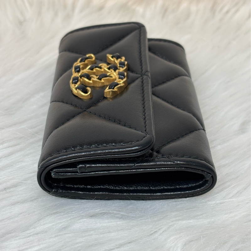CHANEL AP1790 19系列 黑色羊皮 金釦 信用卡夾 零錢包 名片夾 錢包-1