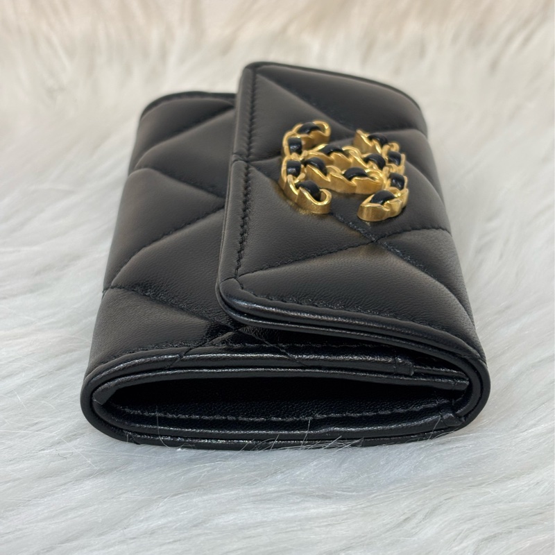 CHANEL AP1790 19系列 黑色羊皮 金釦 信用卡夾 零錢包 名片夾 錢包-3