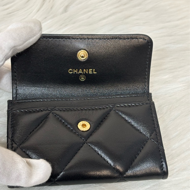 CHANEL AP1790 19系列 黑色羊皮 金釦 信用卡夾 零錢包 名片夾 錢包-18