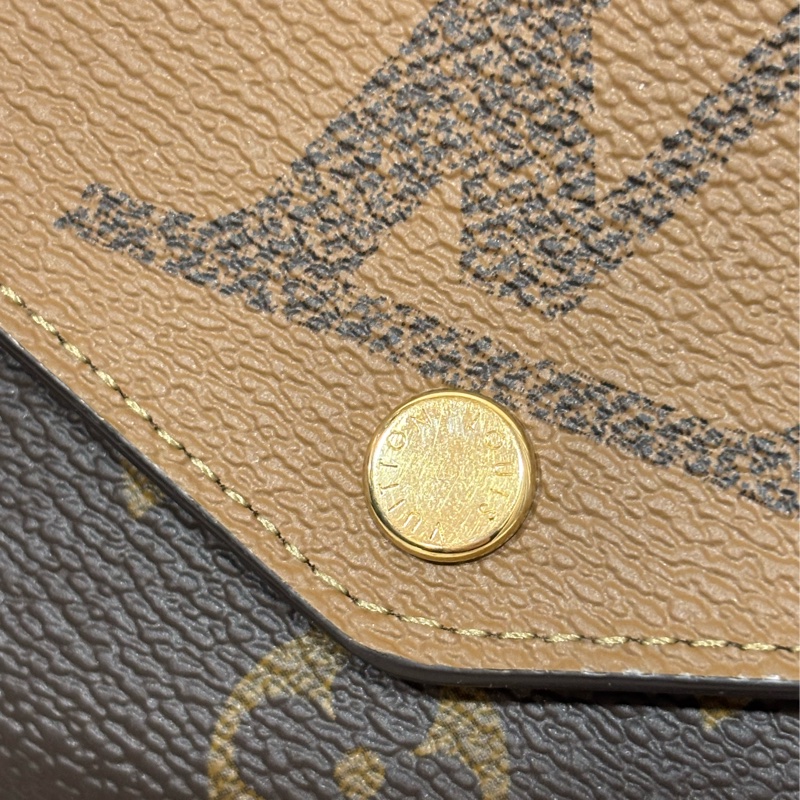 LV M80726 Sarah 雙色原花字紋老花 金釦釦式 拉鍊 零錢 皮夾 發財 長夾 錢包-11