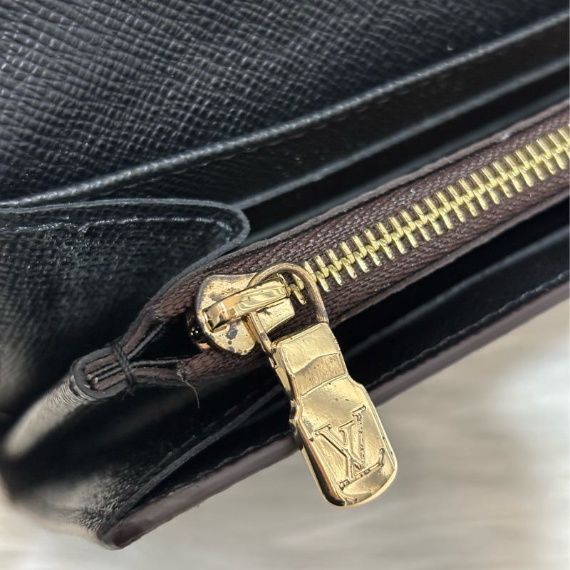 LV M80726 Sarah 雙色原花字紋老花 金釦釦式 拉鍊 零錢 皮夾 發財 長夾 錢包-27