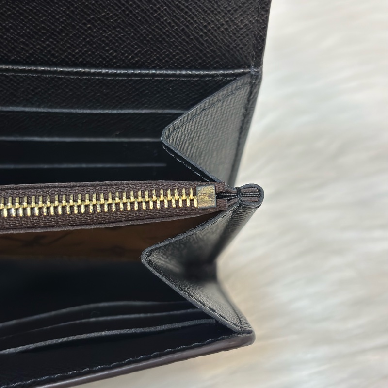 LV M80726 Sarah 雙色原花字紋老花 金釦釦式 拉鍊 零錢 皮夾 發財 長夾 錢包-32