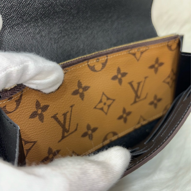 LV M80726 Sarah 雙色原花字紋老花 金釦釦式 拉鍊 零錢 皮夾 發財 長夾 錢包-42