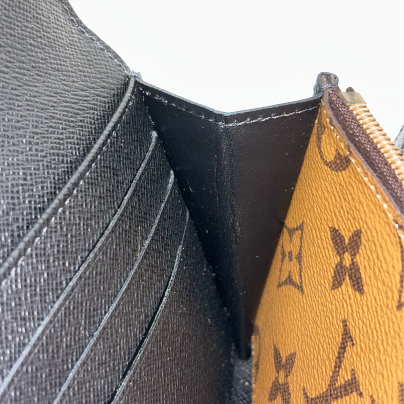 LV M80726 Sarah 雙色原花字紋老花 金釦釦式 拉鍊 零錢 皮夾 發財 長夾 錢包-45