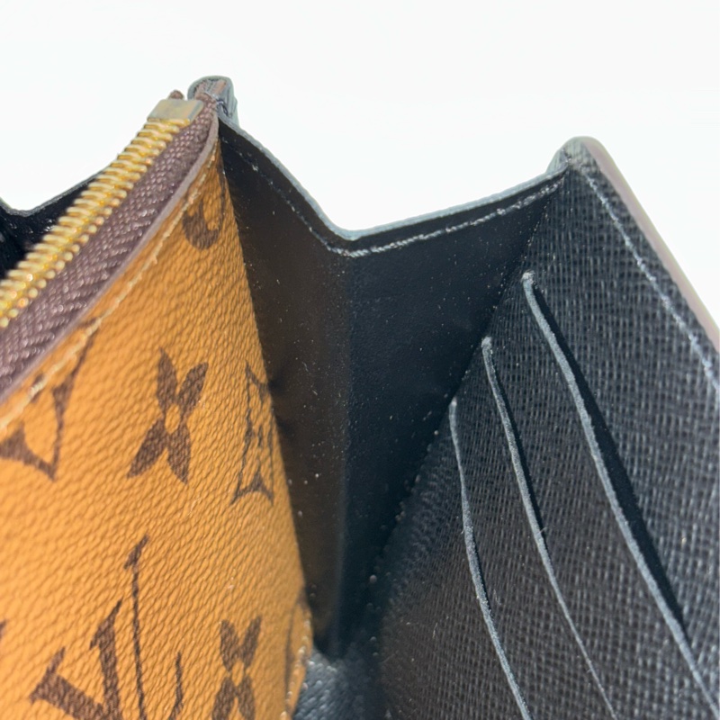 LV M80726 Sarah 雙色原花字紋老花 金釦釦式 拉鍊 零錢 皮夾 發財 長夾 錢包-46