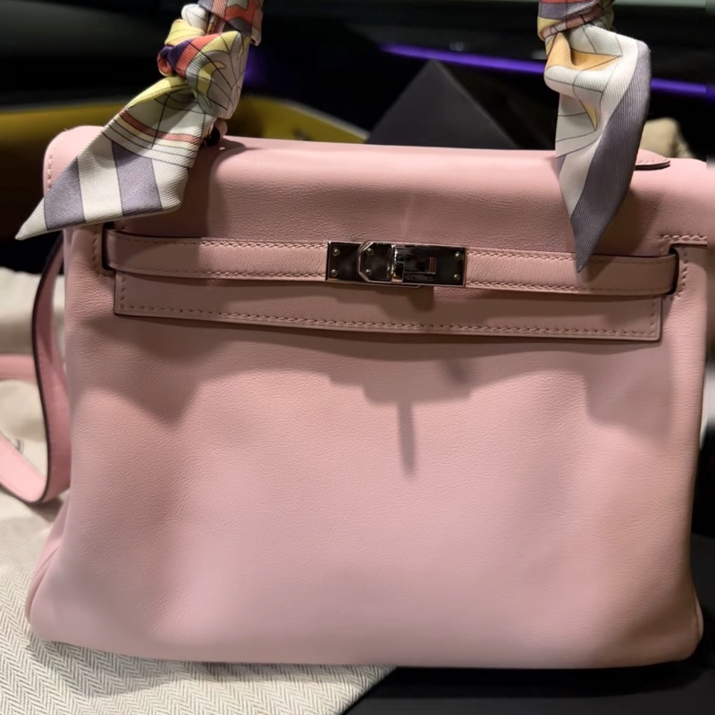 Hermes 櫻花粉Kelly25,T刻閒置品,保存很好-0