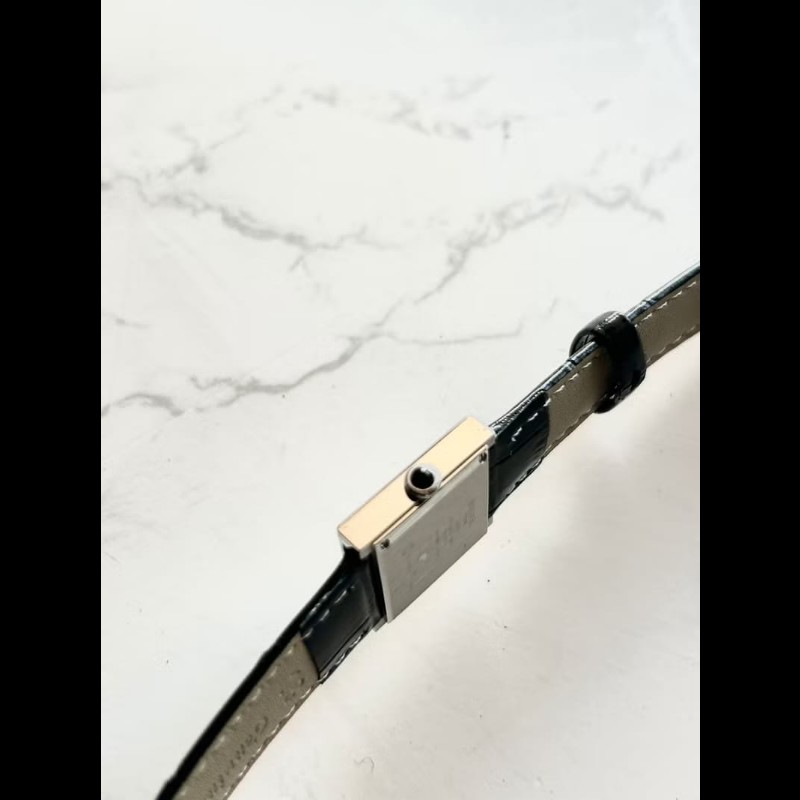 【LA LUNE】稀有中古Chanel Mademoiselle黑色石英古董錶 皮革帶 二手錶 女裝-4