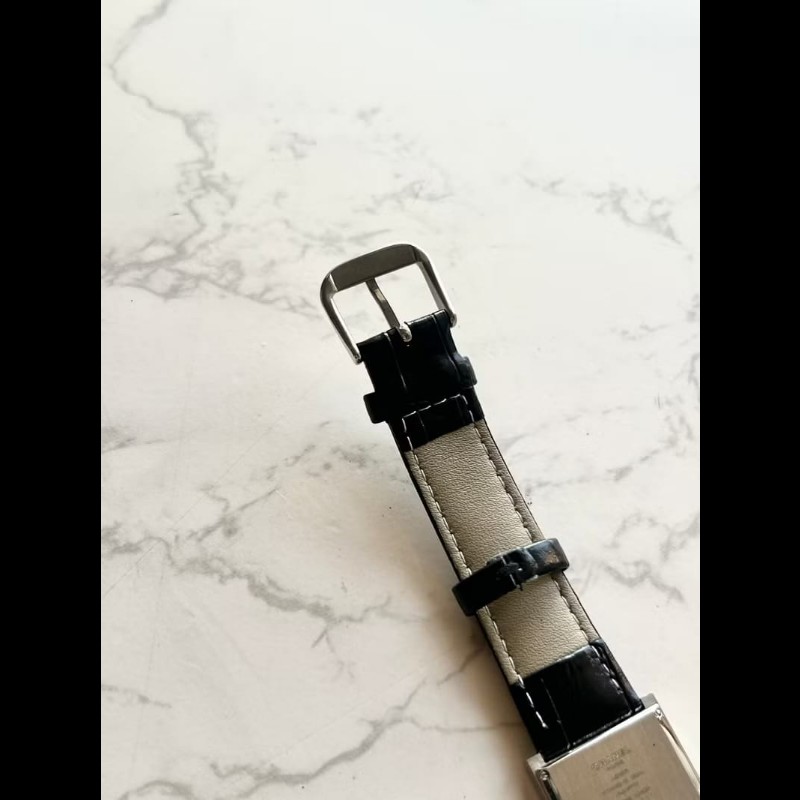 【LA LUNE】稀有中古Chanel Mademoiselle黑色石英古董錶 皮革帶 二手錶 女裝-5