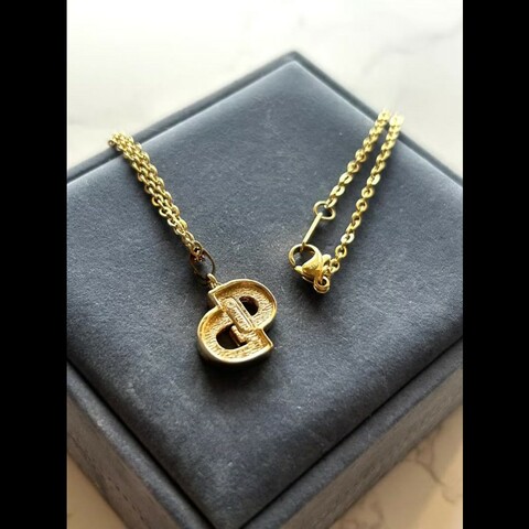【LA LUNE】中古Dior Logo 簡約水鑽復古頸鏈 項鏈 首飾飾品 二手 古董 禮物