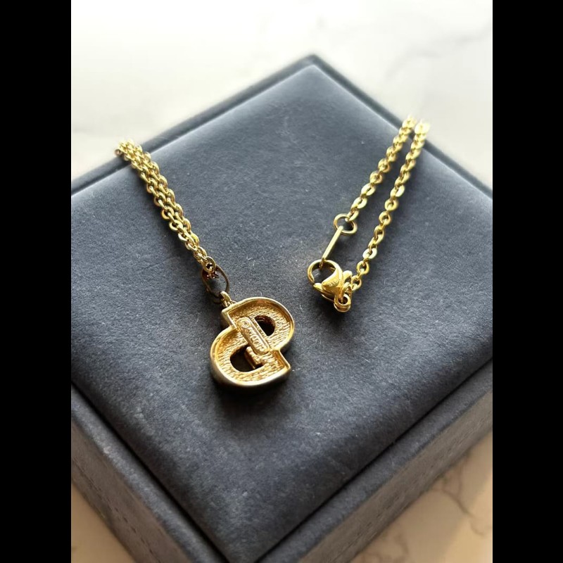 【LA LUNE】中古Dior Logo 簡約水鑽復古頸鏈 項鏈 首飾飾品 二手 古董 禮物-4