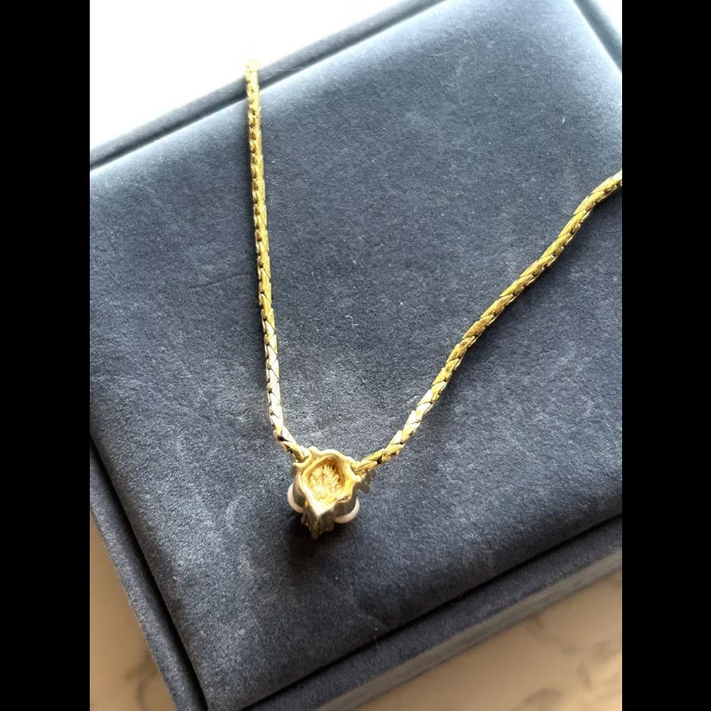 【LA LUNE】中古Dior 珍珠祖母綠水鑽復古頸鏈 項鏈 首飾飾品 二手 古董 禮物-6