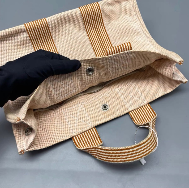 Hermes帆布手提托特包橙色-5