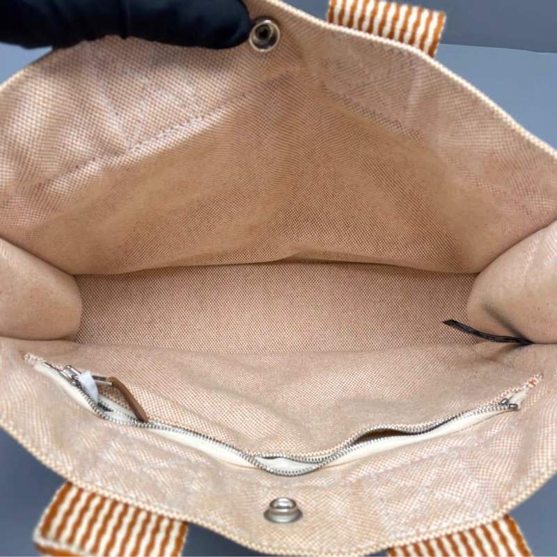 Hermes帆布手提托特包橙色-6