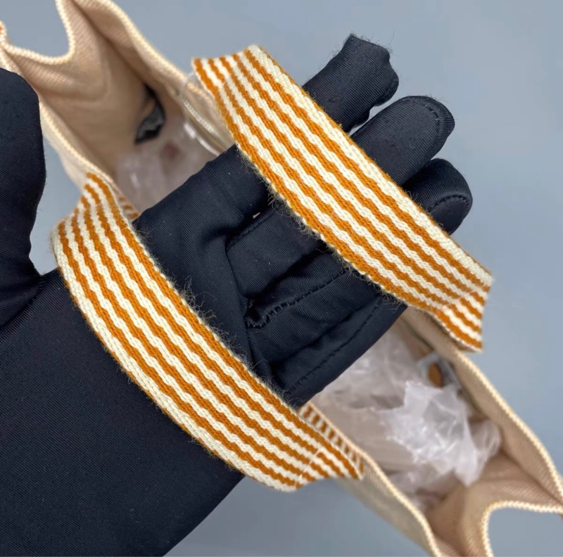 Hermes帆布手提托特包橙色-7