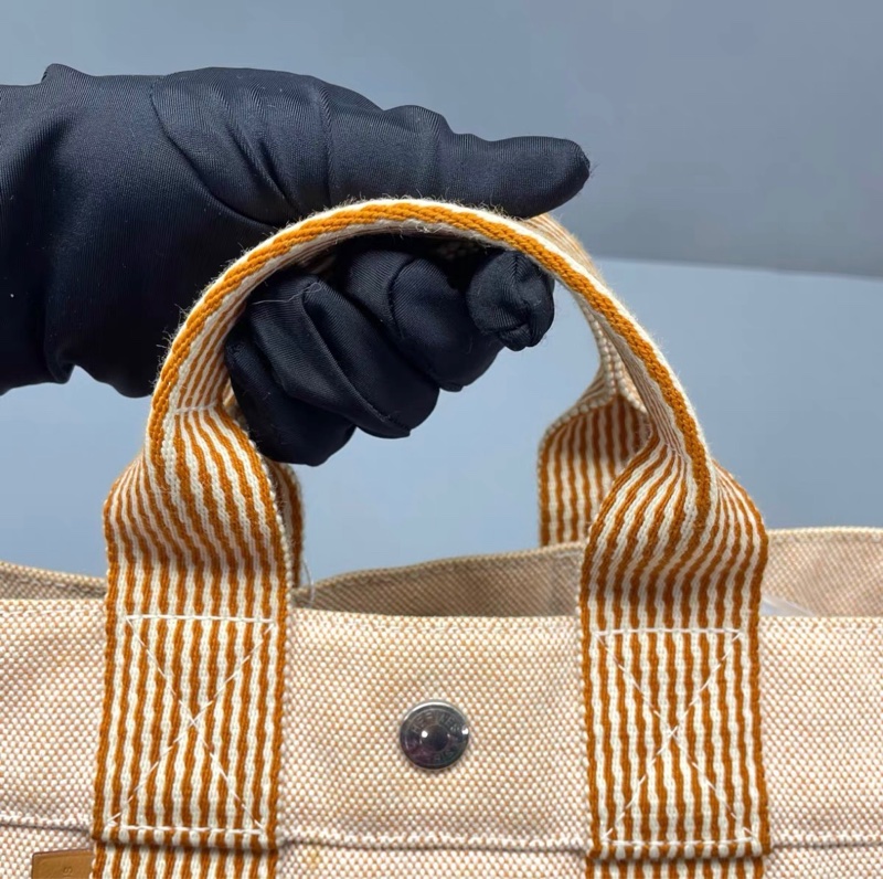 Hermes帆布手提托特包橙色-8