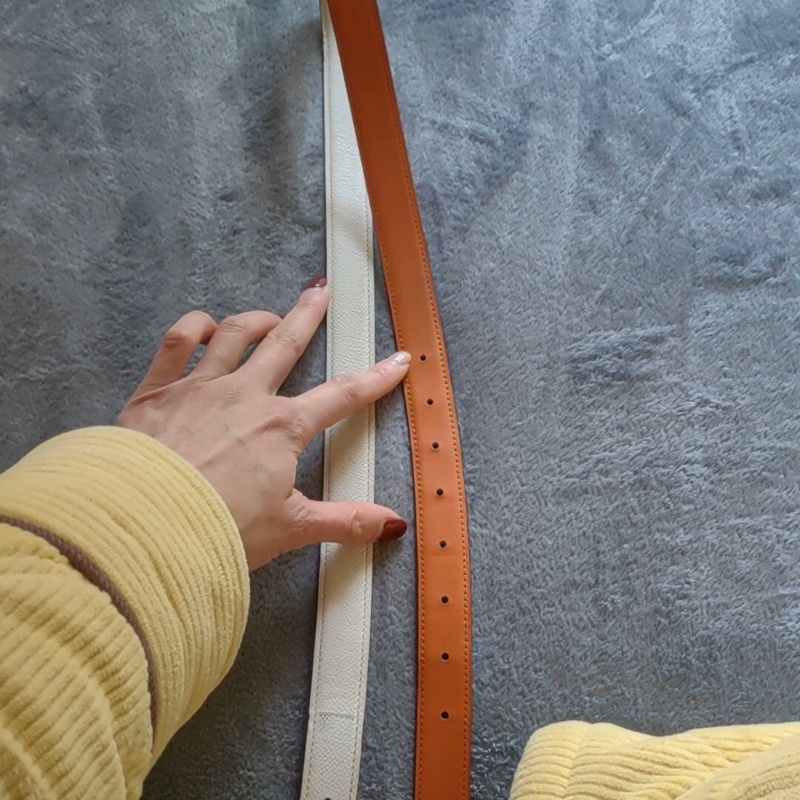 Hermès 愛馬仕 雙面皮帶 90|白×金棕|金扣雙扣組(洞洞橢圓扣+方扣)-5