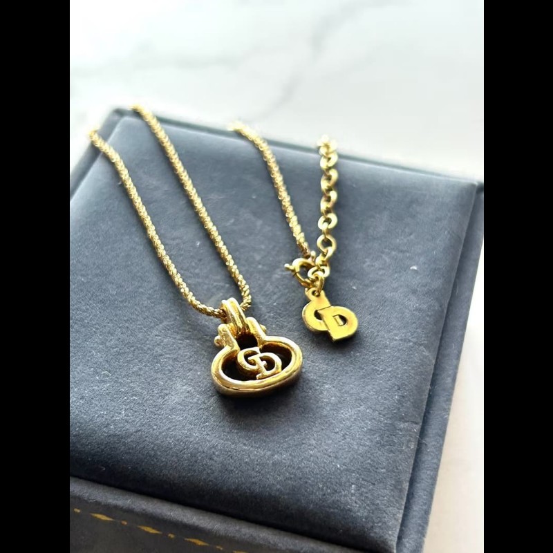 【LA LUNE】中古Dior 金色Logo鎖鑰復古頸鏈 項鏈 首飾飾品 二手 古董 禮物-0