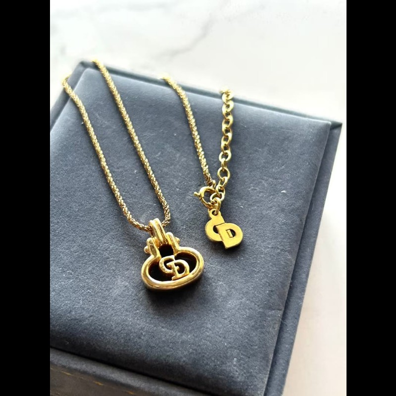 【LA LUNE】中古Dior 金色Logo鎖鑰復古頸鏈 項鏈 首飾飾品 二手 古董 禮物-1