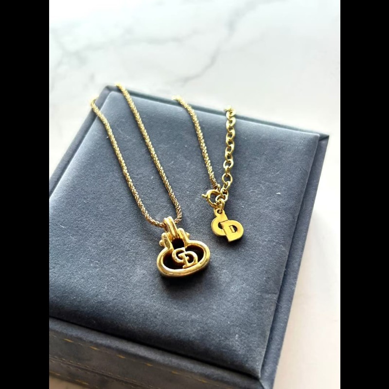 【LA LUNE】中古Dior 金色Logo鎖鑰復古頸鏈 項鏈 首飾飾品 二手 古董 禮物-3