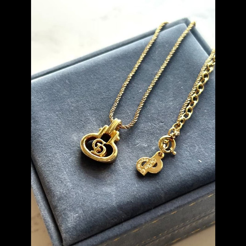 【LA LUNE】中古Dior 金色Logo鎖鑰復古頸鏈 項鏈 首飾飾品 二手 古董 禮物-4