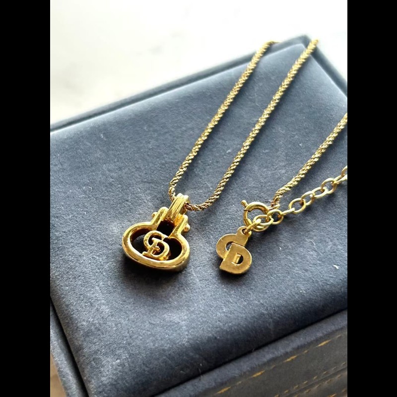 【LA LUNE】中古Dior 金色Logo鎖鑰復古頸鏈 項鏈 首飾飾品 二手 古董 禮物-5
