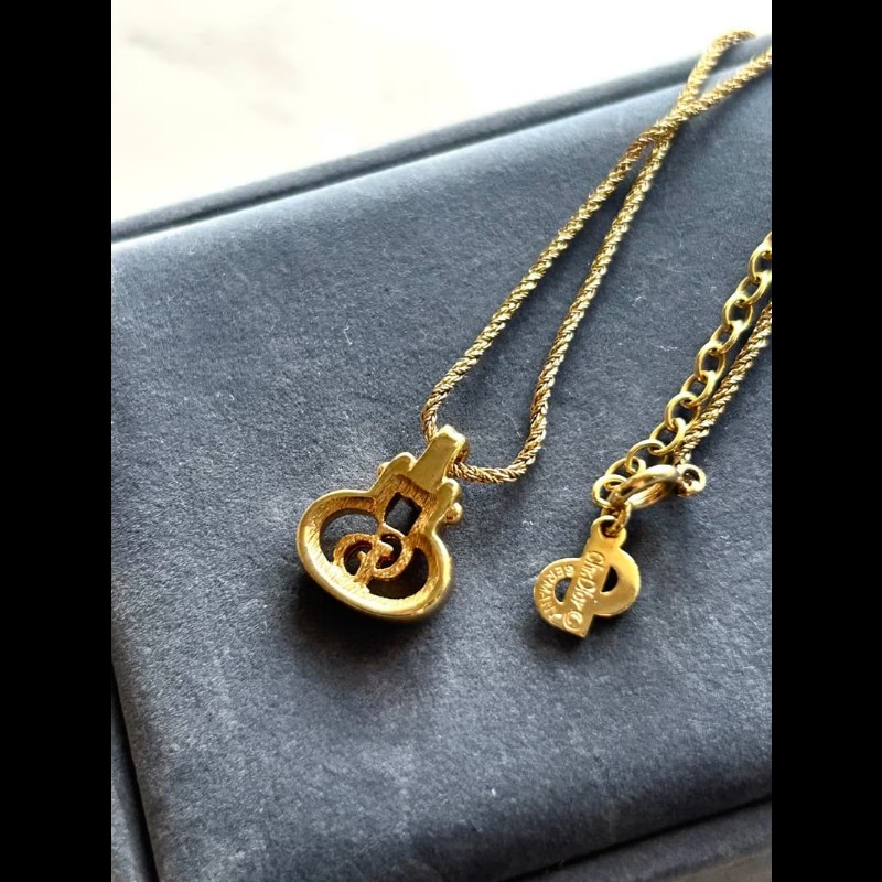 【LA LUNE】中古Dior 金色Logo鎖鑰復古頸鏈 項鏈 首飾飾品 二手 古董 禮物-7