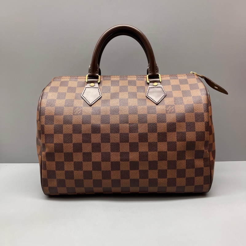 97新Louis Vuitton棕棋盤格speedy 30枕頭包 尺寸30*21-0