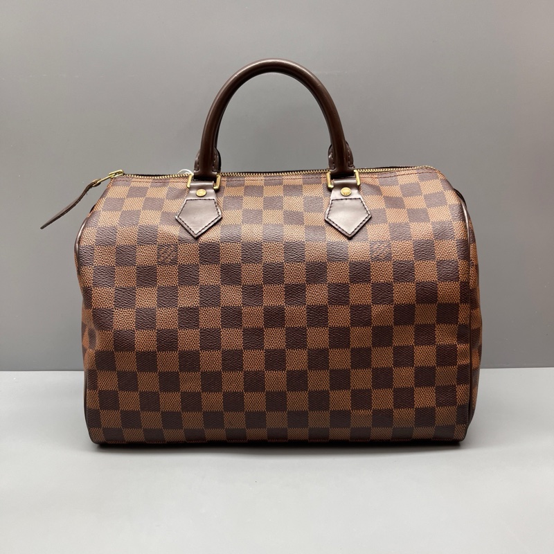97新Louis Vuitton棕棋盤格speedy 30枕頭包 尺寸30*21-1