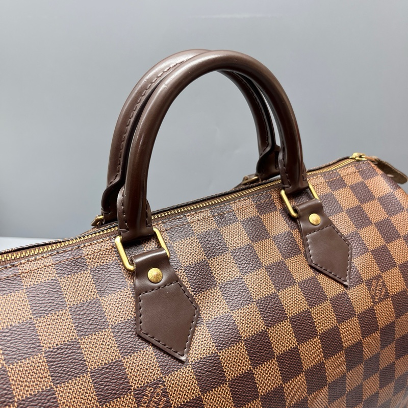 97新Louis Vuitton棕棋盤格speedy 30枕頭包 尺寸30*21-3