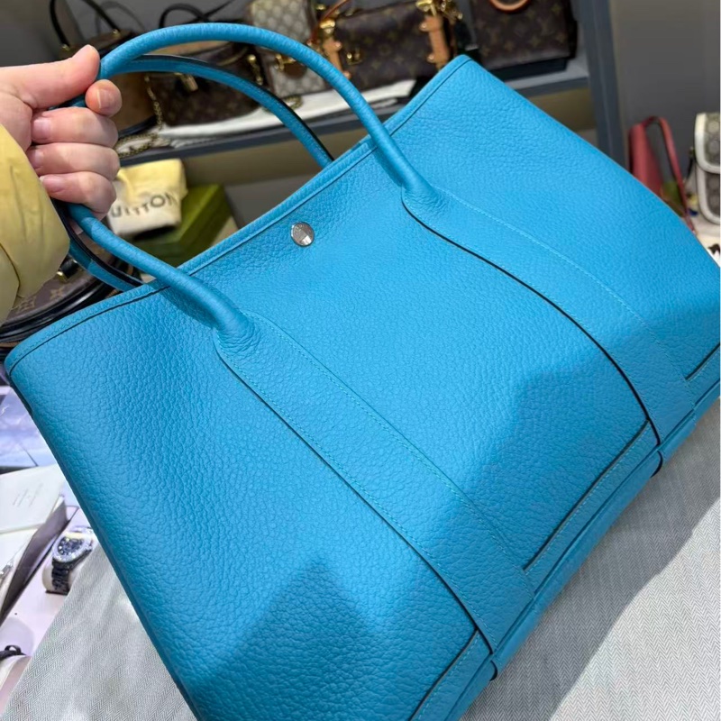 🌈Hermes🩵Garden Party 36🌟藍色銀扣🩵99.5新閑置🌈Negonda皮🌟花園包🌟愛馬仕🌟-2