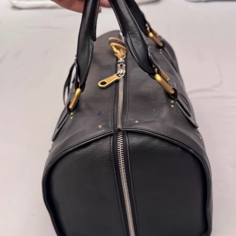 Chloe Paddington鎖頭包牛皮純色旅行手提包 黑色-5